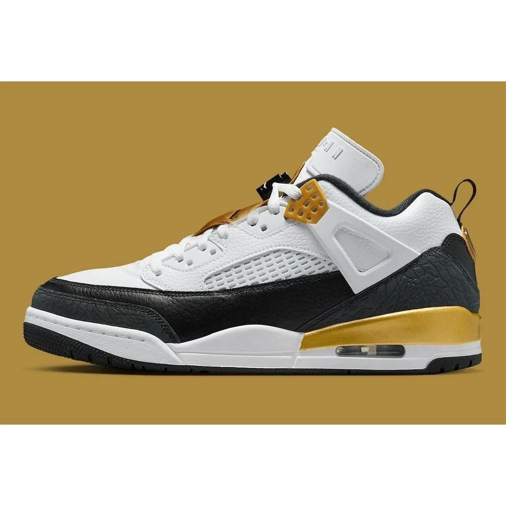 Air Jordan Spizike Low Mens Sz 11 White/Gold/Black Basketball Shoes FQ1759-108